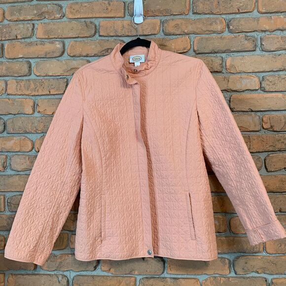 Talbots Y2k Quilted Jacket Lightweight Full Zip Vintage Peach Orange Size 8